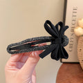 Rhinestone Black Bow Duckbill Hair Clip – Elegant Hair Accessory