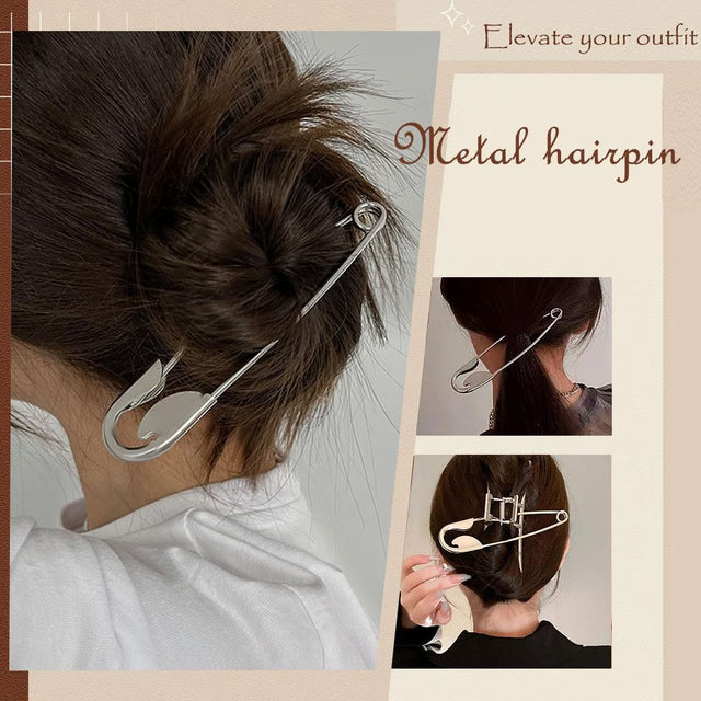 Large Safety Pin Metal Hair Claw – Statement Hair Accessory