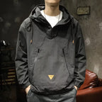Men's Hooded Half-Zip Workwear Jacket – Loose Fit Spring & Autumn Coat