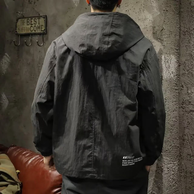 Men's Hooded Half-Zip Workwear Jacket – Loose Fit Spring & Autumn Coat