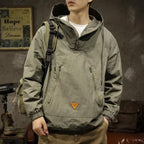 Men's Hooded Half-Zip Workwear Jacket – Loose Fit Spring & Autumn Coat