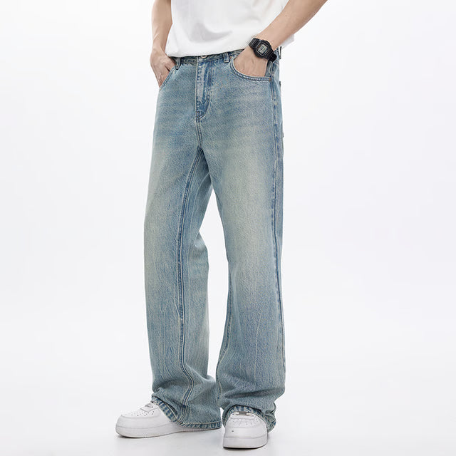 Men's Light Blue Bootcut Jeans – Loose Fit Flared Streetwear Denim