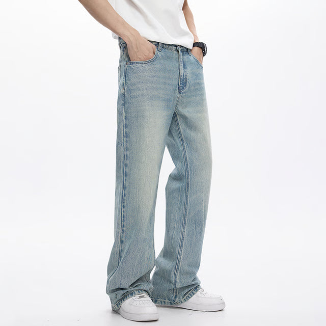 Men's Light Blue Bootcut Jeans – Loose Fit Flared Streetwear Denim