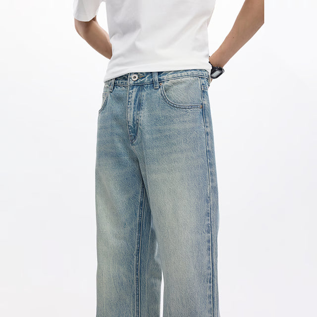 Men's Light Blue Bootcut Jeans – Loose Fit Flared Streetwear Denim