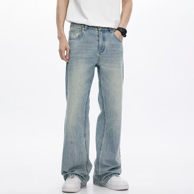 Men's Light Blue Bootcut Jeans – Loose Fit Flared Streetwear Denim