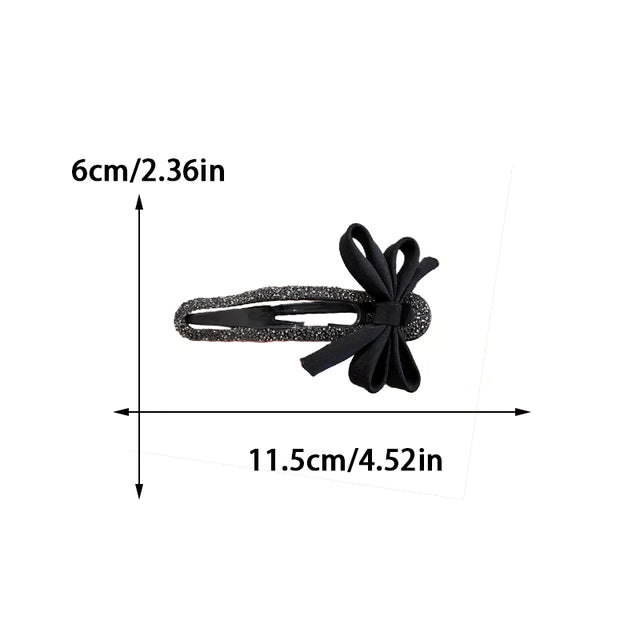 Rhinestone Black Bow Duckbill Hair Clip – Elegant Hair Accessory