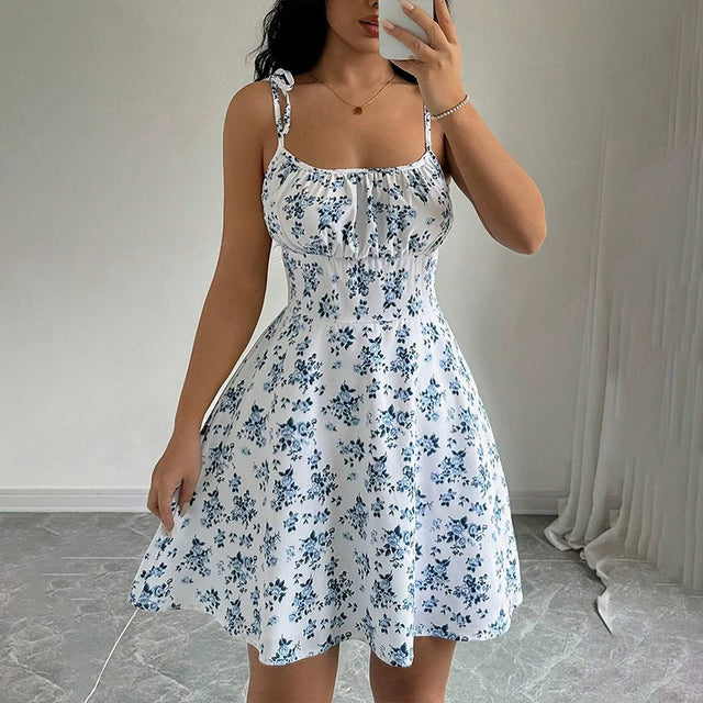 Floral Spaghetti Strap Summer Beach Sundress