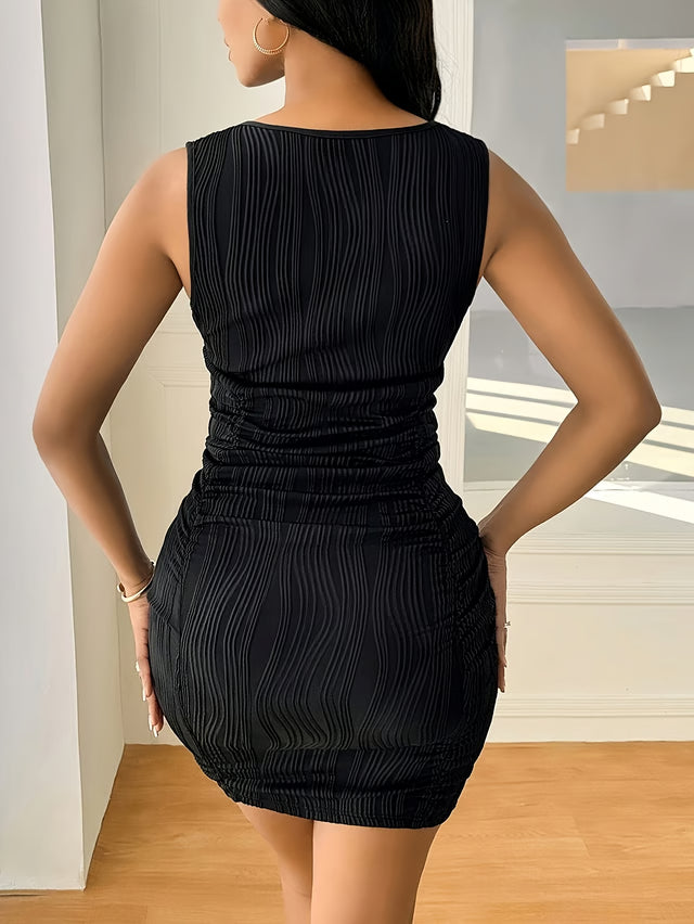 Women's Plus Size Ribbed V-Neck Cinched Waist Jumpsuit