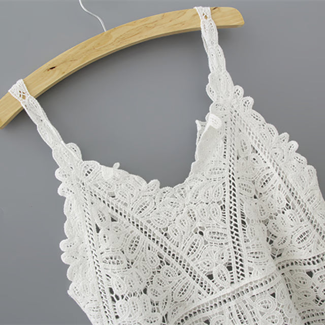 Boho Chic Cotton Crochet Backless Crop Tank Top