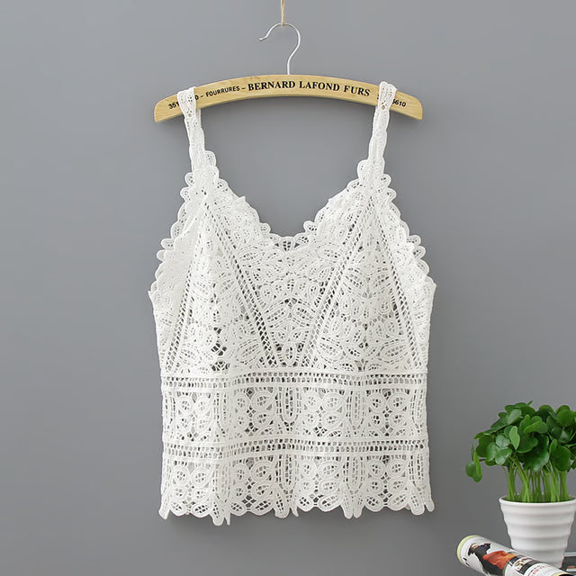 Boho Chic Cotton Crochet Backless Crop Tank Top