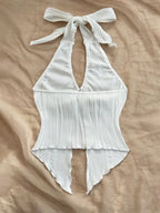 Aura V Neck Backless Halter Crop Top Chic Summer Festival Wear