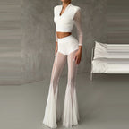High Waist Mesh Flare Pants – Sheer Wide Leg Summer Trousers