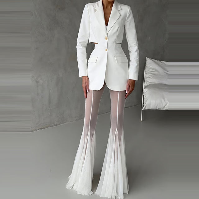 High Waist Mesh Flare Pants – Sheer Wide Leg Summer Trousers