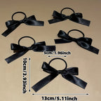Black Bow Hair Tie Set – 5-Piece Hair Accessories for Women