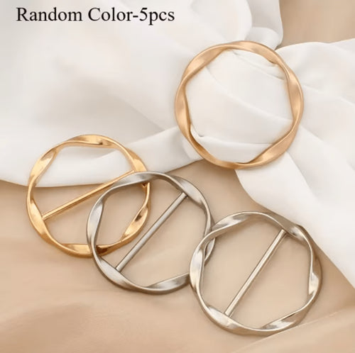 Adjustable Shirt Ring & Scarf Buckle Set (5-Pack) – Multipurpose Fashion Belt Accessories
