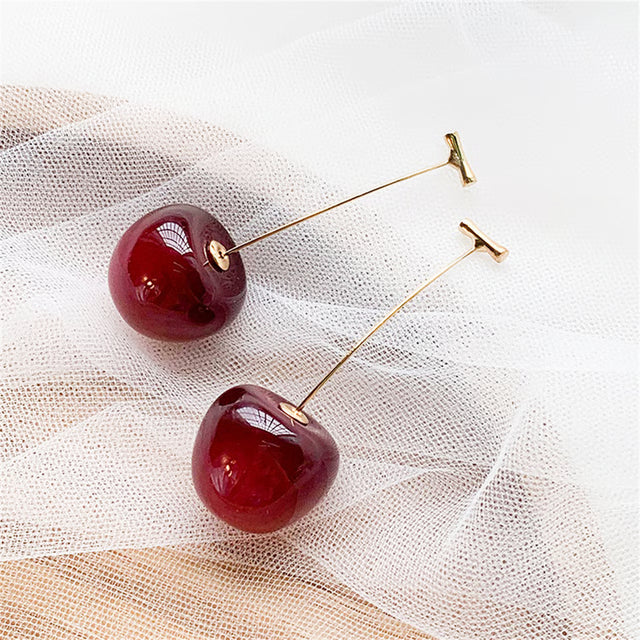 Cute Cherry Fruit Acrylic Earrings, Fashion able Resin Cherry Earrings for Women, Trendy Jewellery Accessories