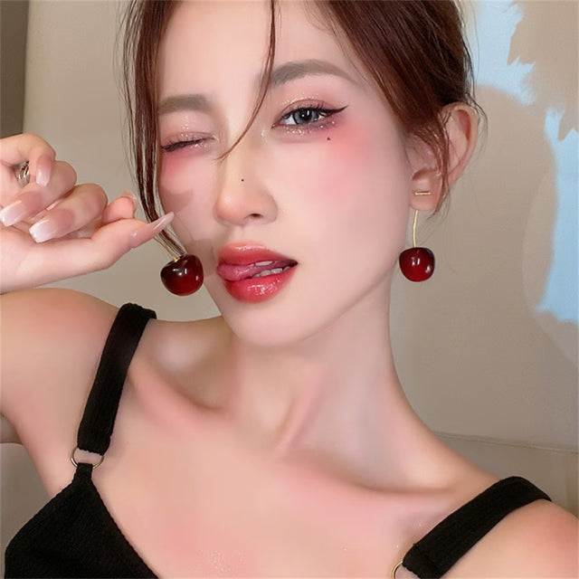 Cute Cherry Fruit Acrylic Earrings, Fashion able Resin Cherry Earrings for Women, Trendy Jewellery Accessories