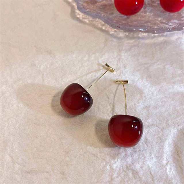 Cute Cherry Fruit Acrylic Earrings, Fashion able Resin Cherry Earrings for Women, Trendy Jewellery Accessories