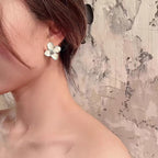 Red Flower Glaze Earrings – Elegant Floral Jewelry for Women