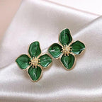 Red Flower Glaze Earrings – Elegant Floral Jewelry for Women