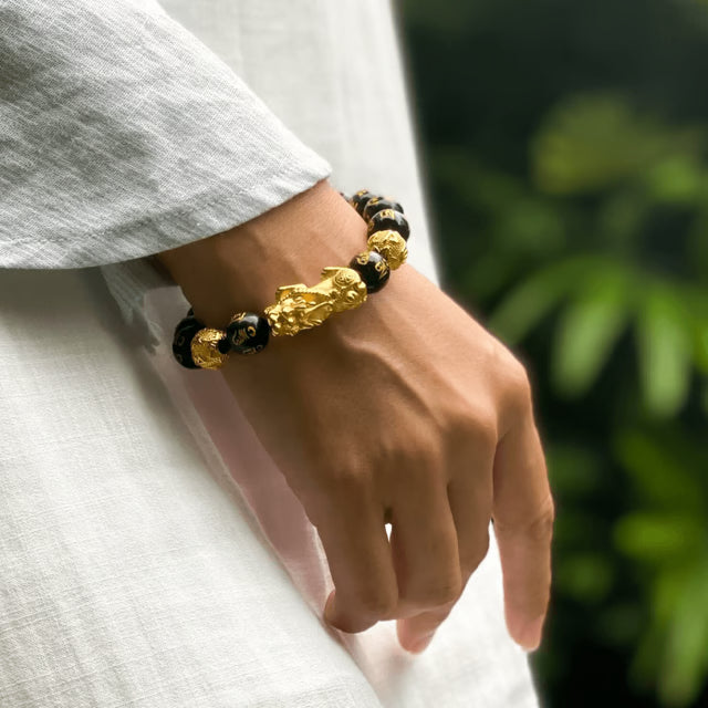 Black Obsidian Bead Bracelet – Adjustable Feng Shui-Inspired Jewelry