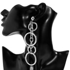 Fashion Statement Large Drop Earrings for Women, Punk Long Big Circle Link Chain Earrings, Hiphop Jewelry Gift