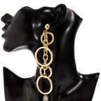 Fashion Statement Large Drop Earrings for Women, Punk Long Big Circle Link Chain Earrings, Hiphop Jewelry Gift
