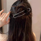 Rhinestone Black Bow Duckbill Hair Clip – Elegant Hair Accessory